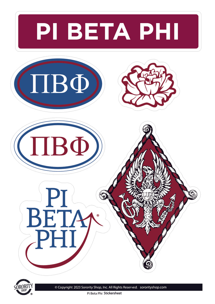 Pi Beta Phi Sorority Sticker Sheet- Brand Focus