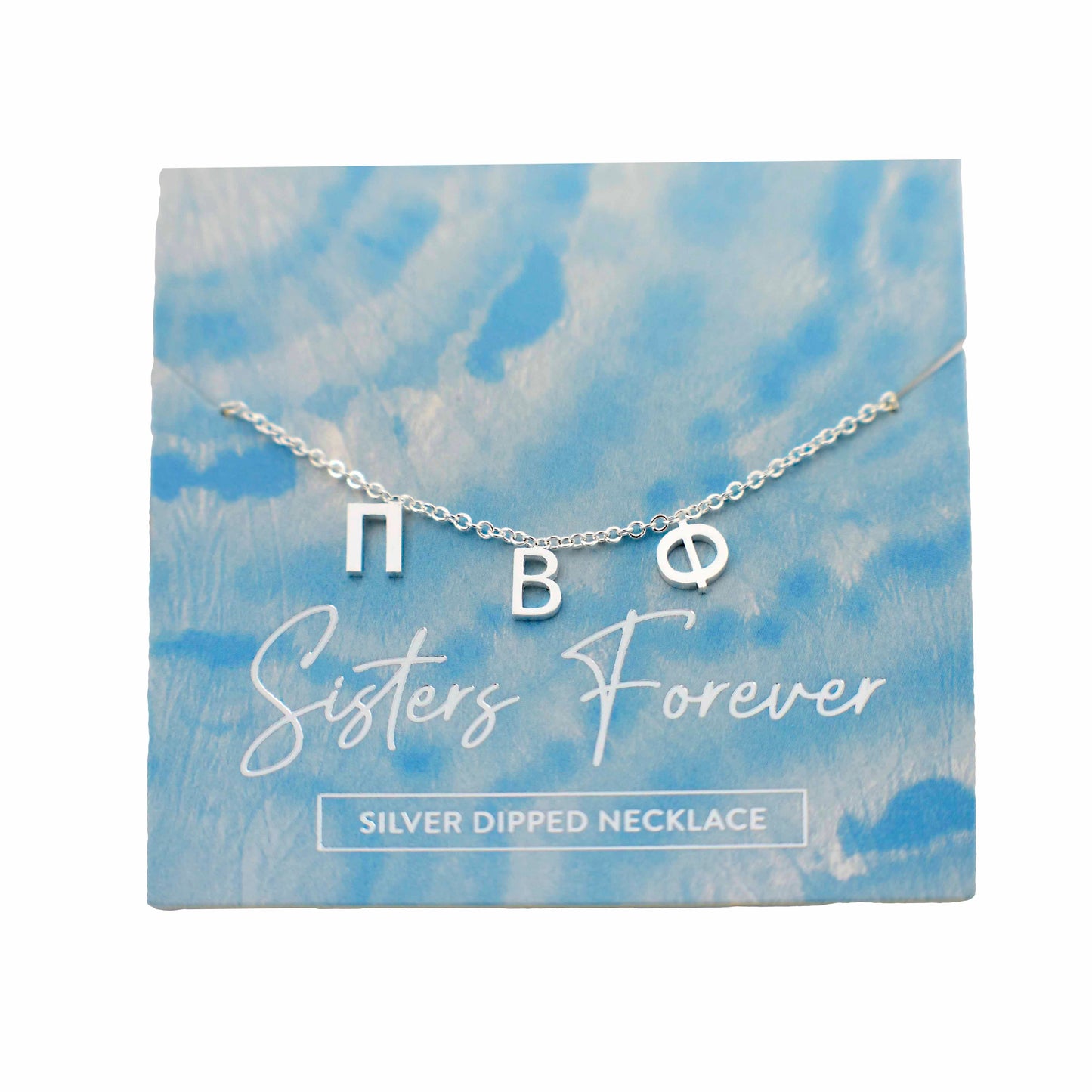 Pi Beta Phi Silver Greek Letters Necklace