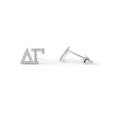 Delta Gamma White Gold Plated Stud Earrings