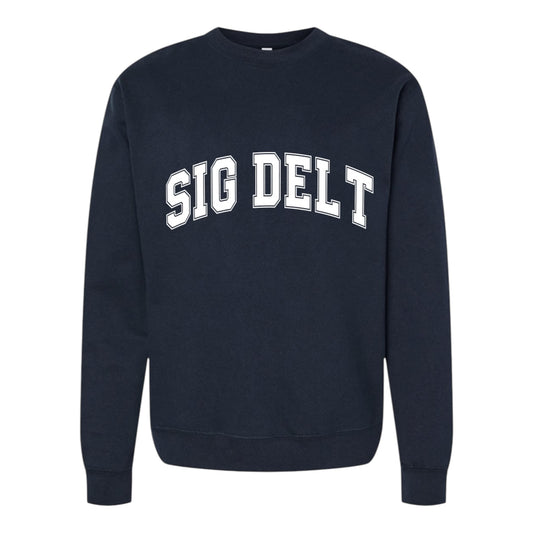 Sigma Delta Tau Sweatshirt- Crewneck Varsity Letters Design