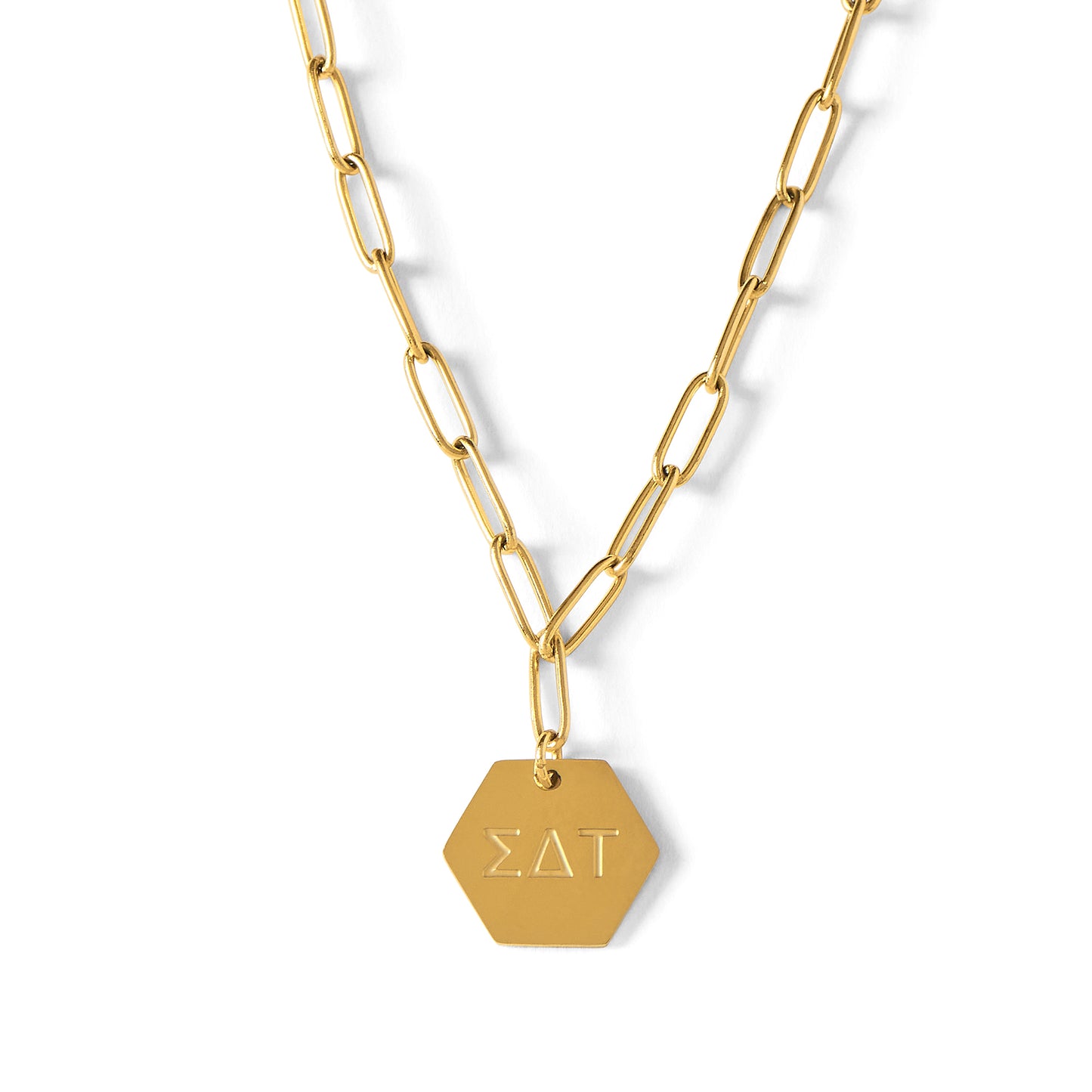 Sigma Delta Tau Paperclip Necklace with SDT Sorority Pendant