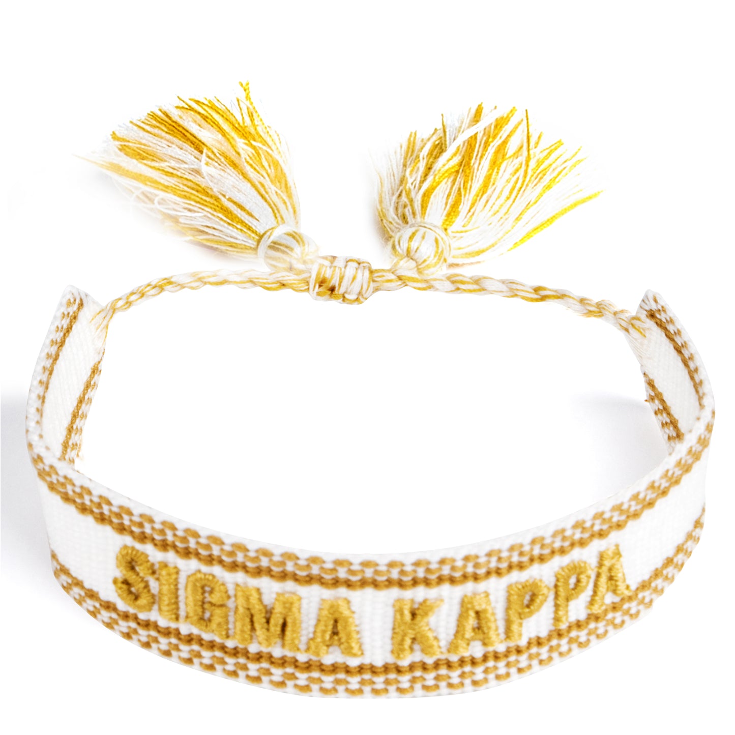 Sigma Kappa Woven Bracelet, White and Gold Design
