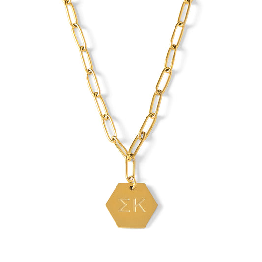 Sigma Kappa Paperclip Necklace with SK Sorority Pendant