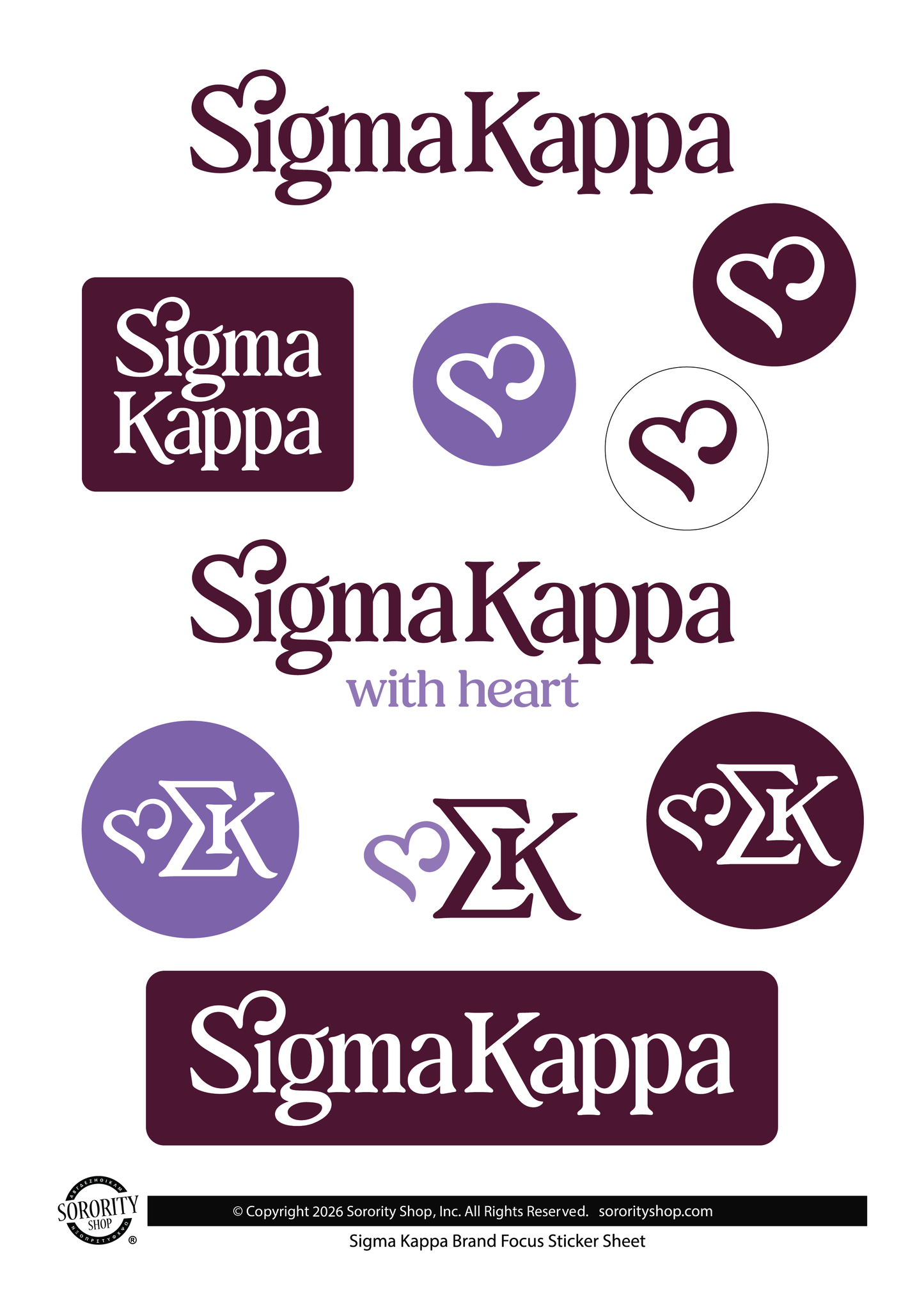 Sigma Kappa Sorority Sticker Sheet- Brand Focus (New 2026 Version)