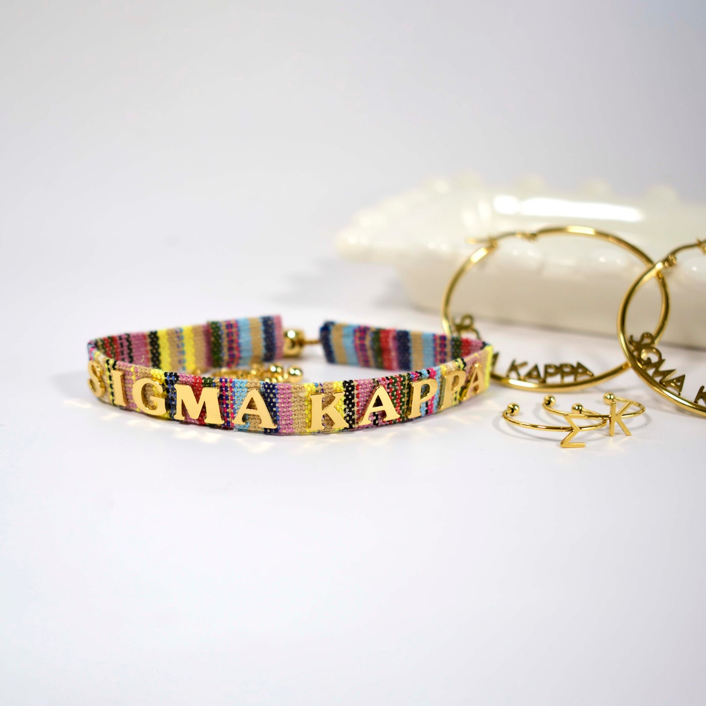 Sigma Kappa Woven Bracelet, Multi-Color Design