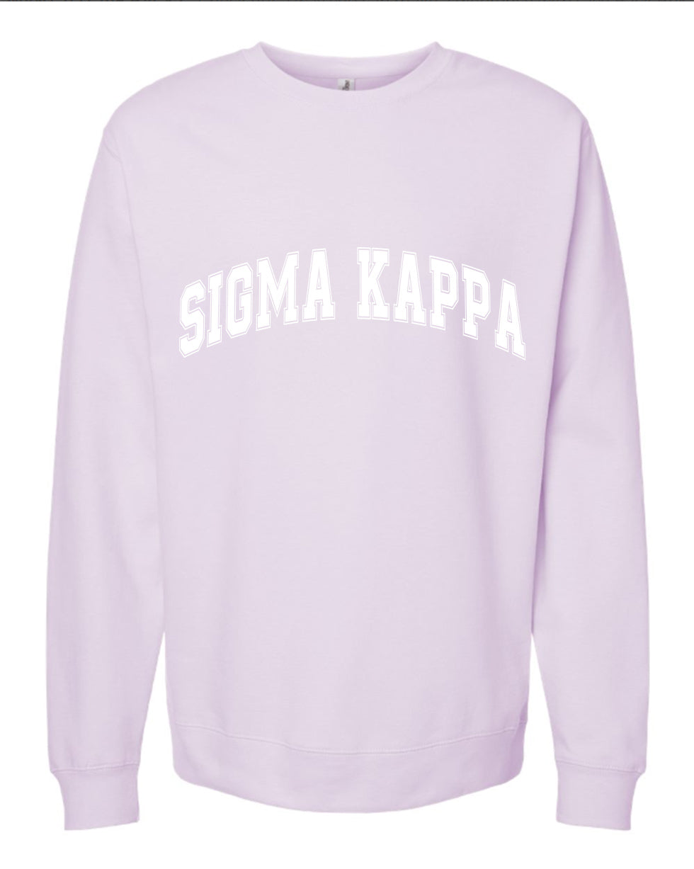 Sigma Kappa Sweatshirt- Crewneck Varsity Letters Design