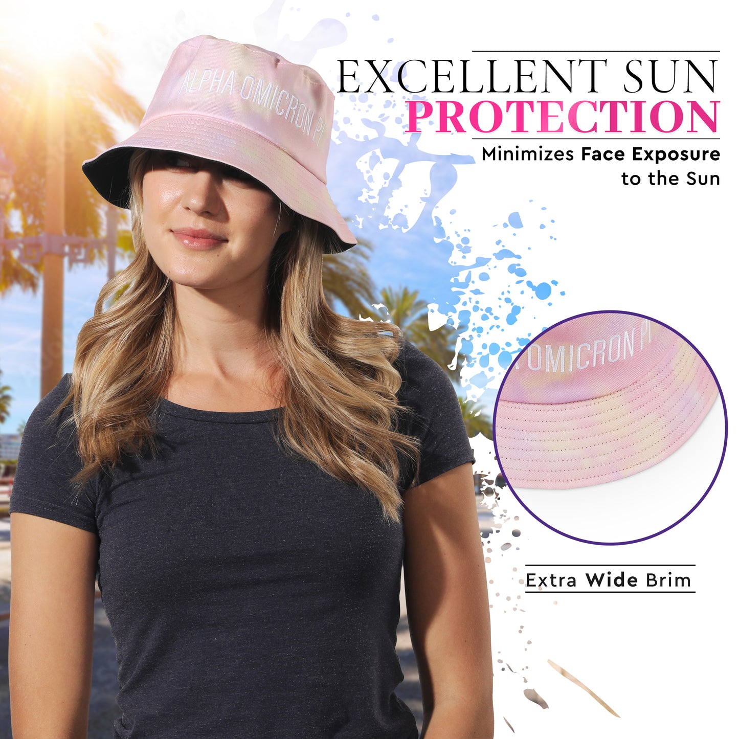 Kappa Kappa Gamma Bucket Hat - Tie Dye Bucket Hat - Embroidered Logo