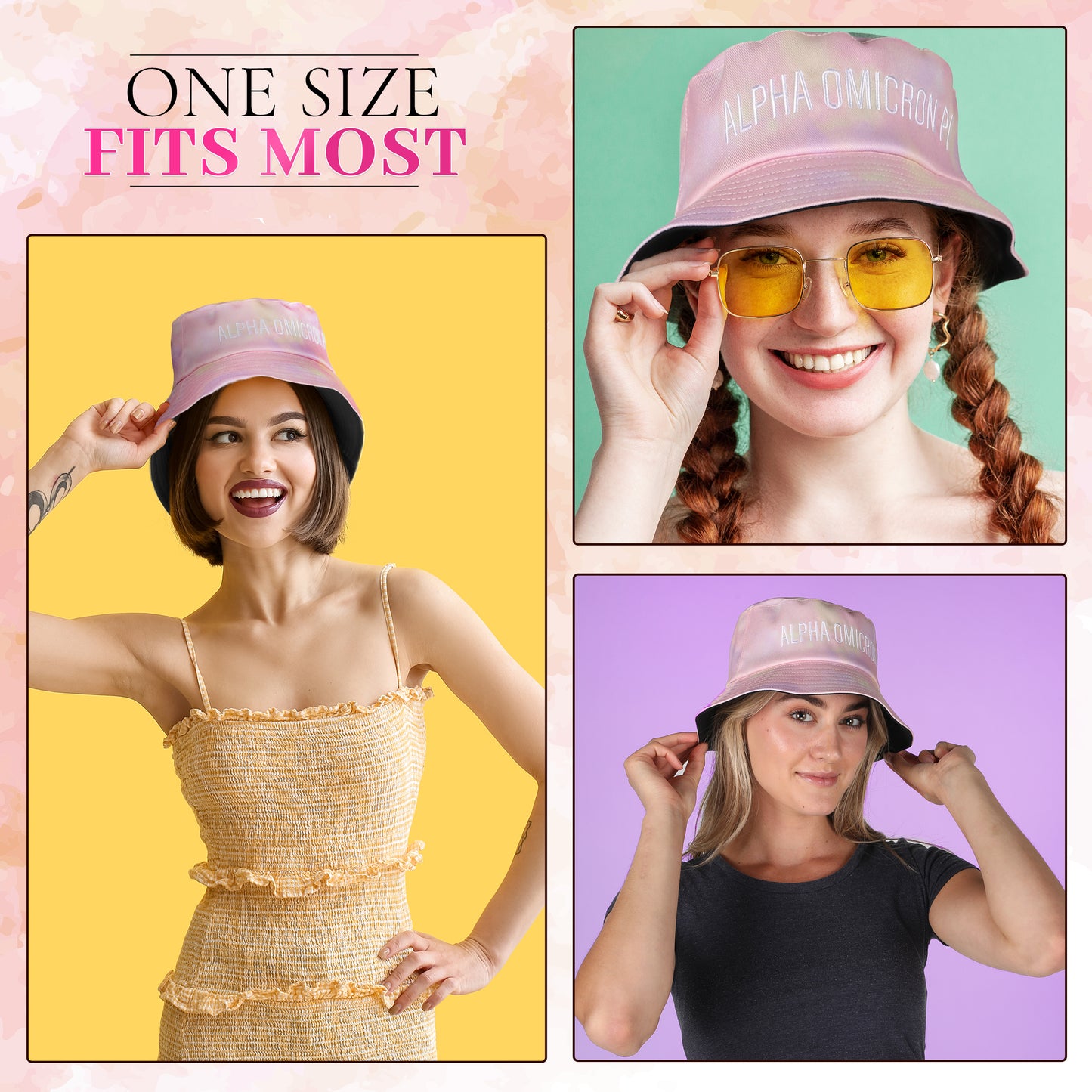 Kappa Kappa Gamma Bucket Hat - Tie Dye Bucket Hat - Embroidered Logo