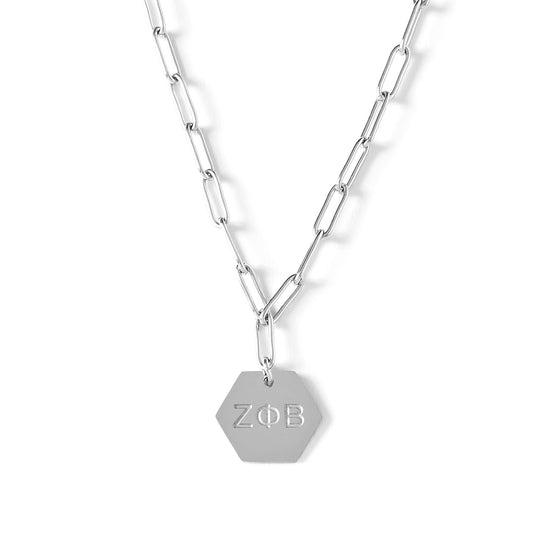 Zeta Phi Beta Sorority, Incorporated Pendant Paperclip Necklace with ZPB Greek Letters
