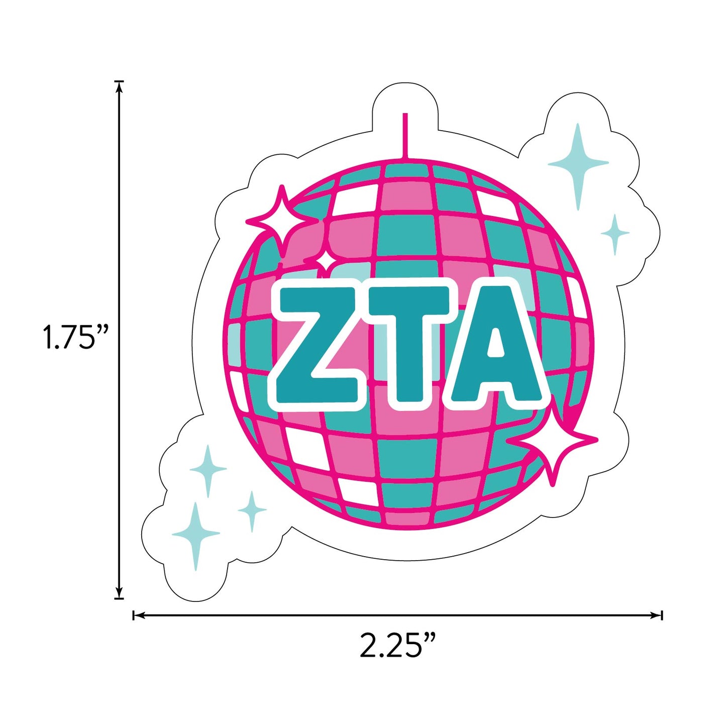 Zeta Tau Alpha Sticker Sheet - Western Disco Design