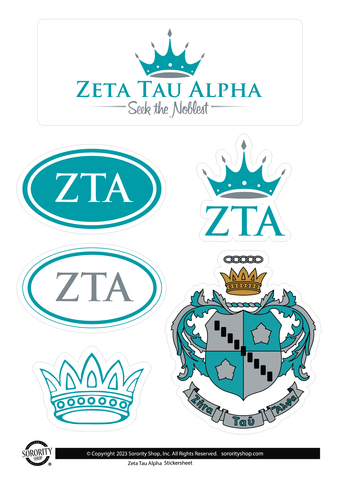 Zeta Tau Alpha Sorority Sticker Sheet- Brand Focus