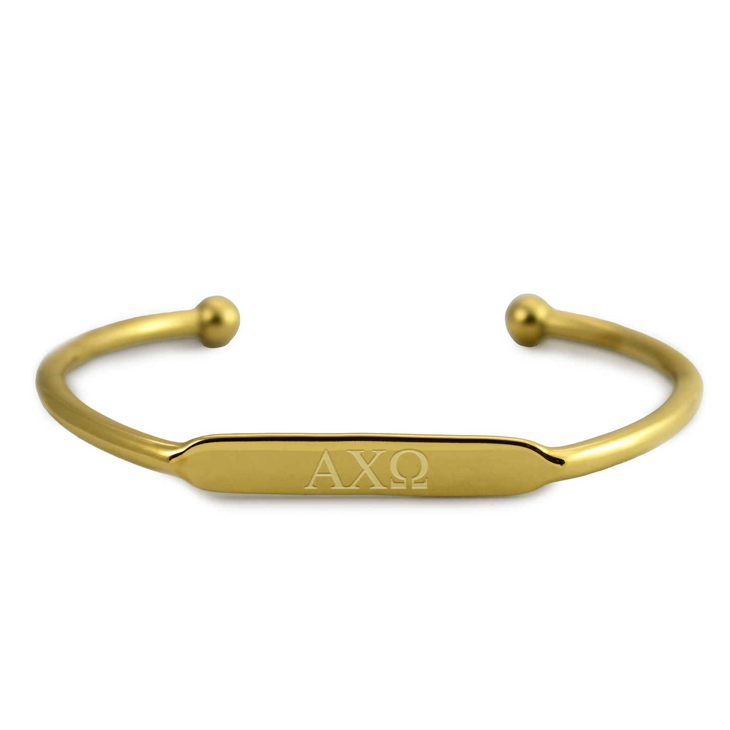 Alpha Chi Omega Bracelet- Gold-Plated Bangle with Greek Letters