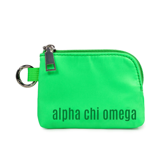 Alpha Chi Omega Zipper Wallet Pouch with Keyring