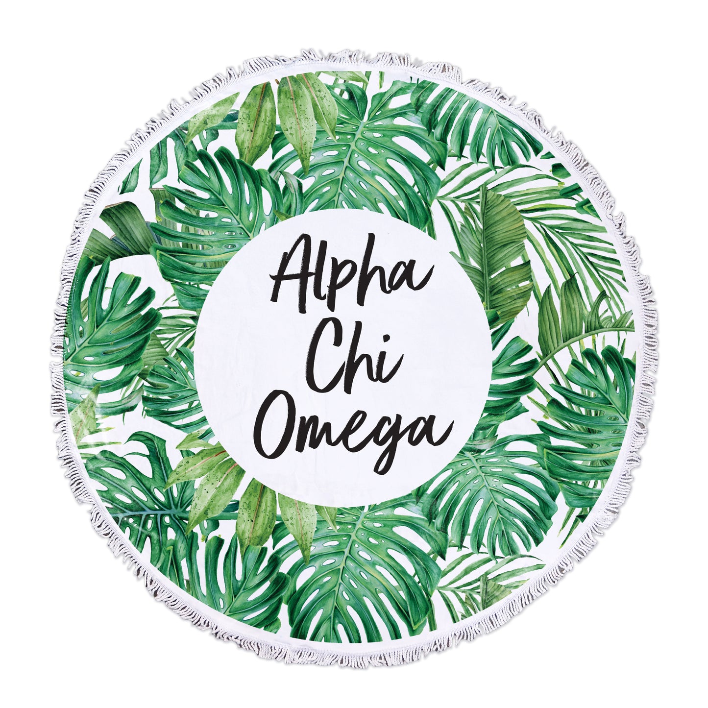 Alpha Chi Omega Palm Leaf Fringe Towel Blanket