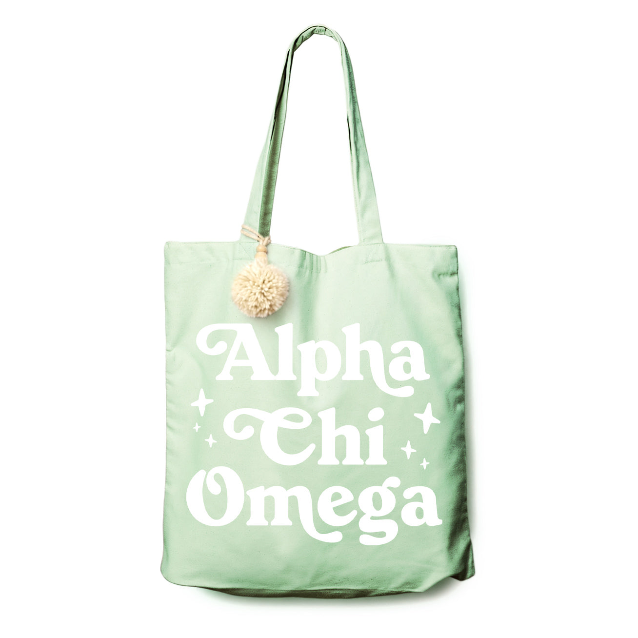 Alpha Chi Omega Retro Pom Pom Tote Bag
