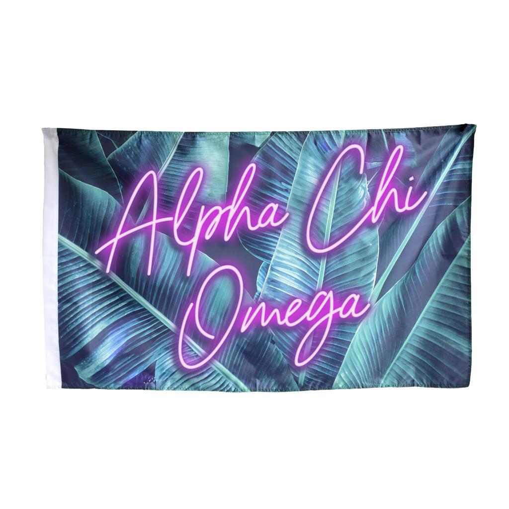 Alpha Chi Omega Neon Palm Flag