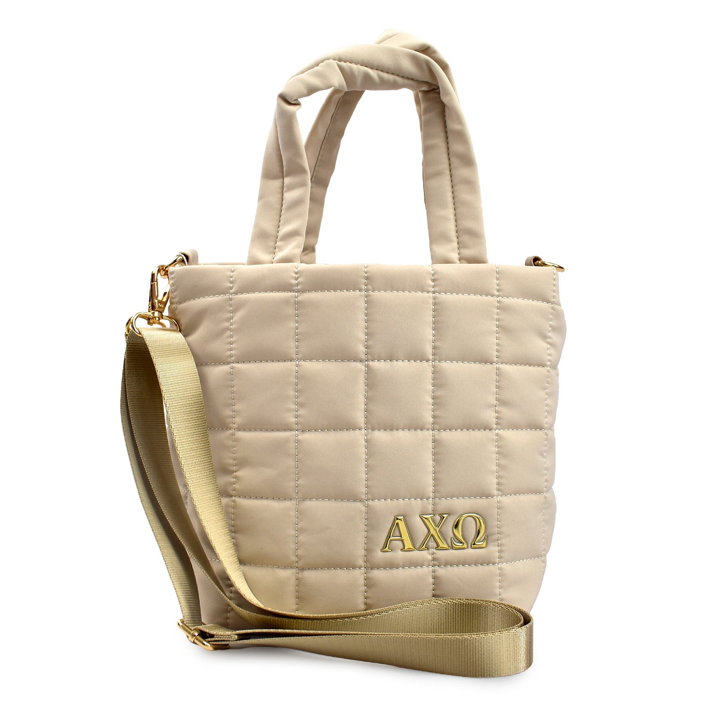 Alpha Chi Omega Small Crossbody Quilted Tote Bag with Greek Letters
