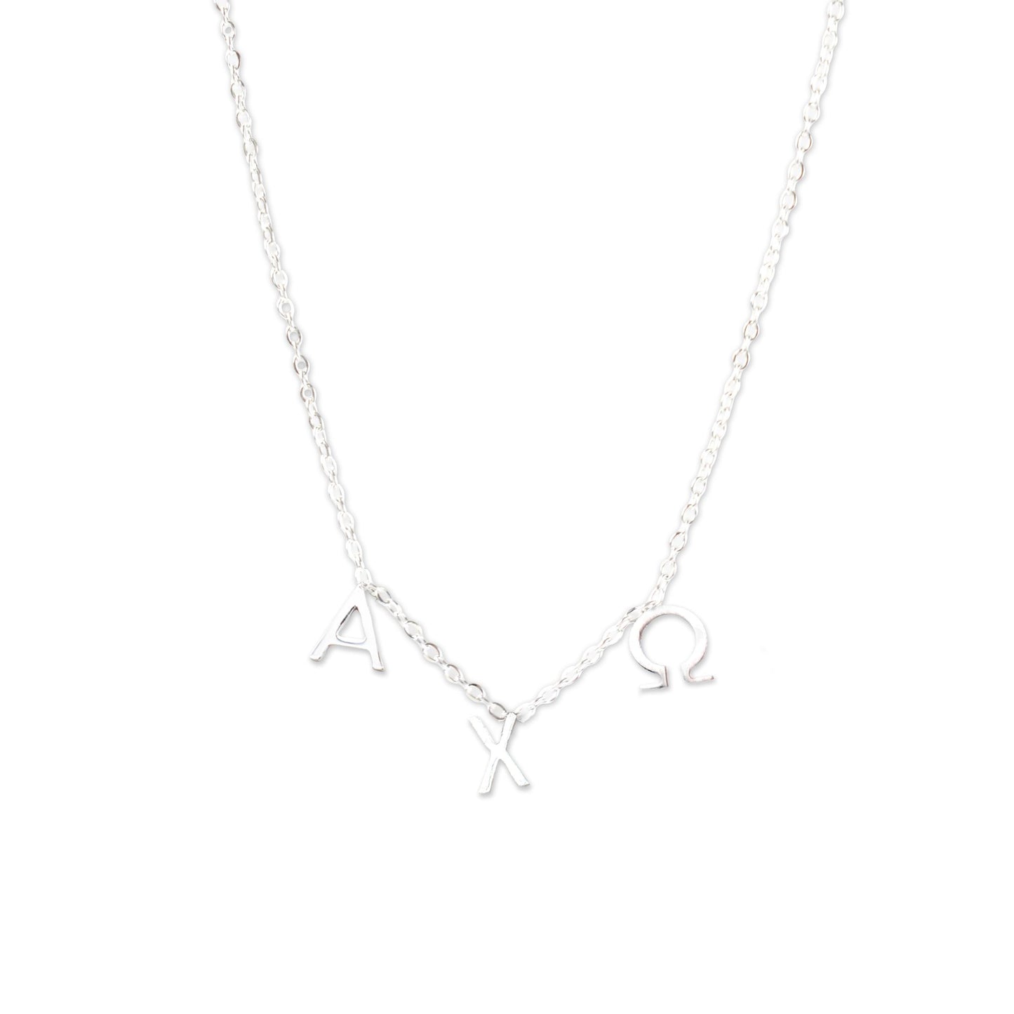 Alpha Chi Omega Silver Greek Letters Necklace