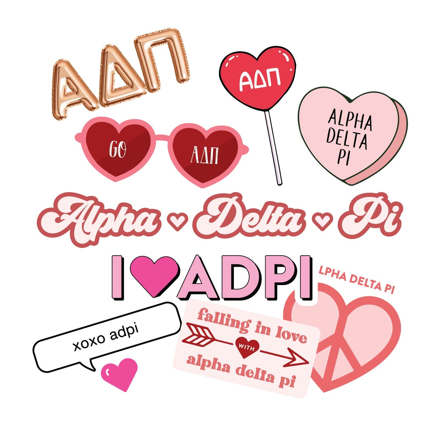 Alpha Delta Pi - Sticker Sheet- Love Theme