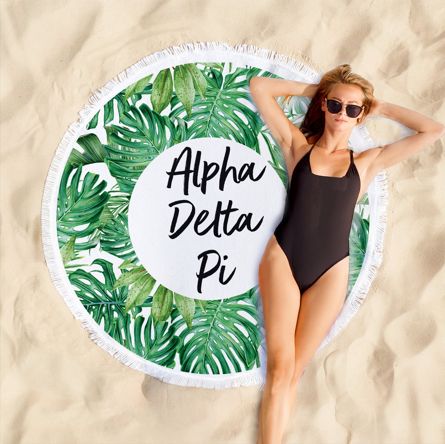 Alpha Delta Pi Palm Leaf Fringe Towel Blanket