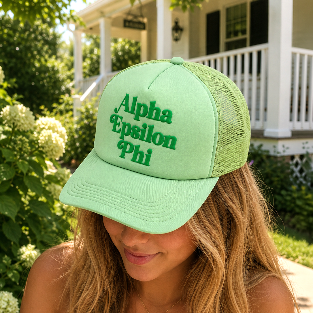 Alpha Epsilon Phi Baseball Cap, Mesh Trucker-Style Hat