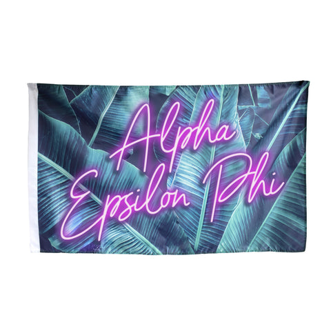 Alpha Epsilon Phi Neon Palm Flag