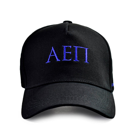 Alpha Epsilon Pi Fraternity Baseball Cap- Brushed Cotton 5-Panel Black Hat
