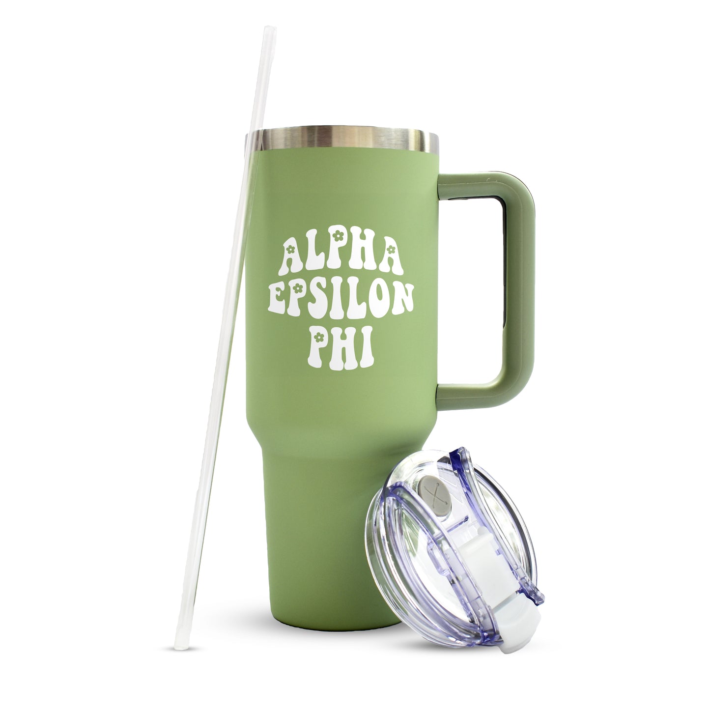 Alpha Epsilon Phi Tumbler - 40oz Stainless Steel with Handle