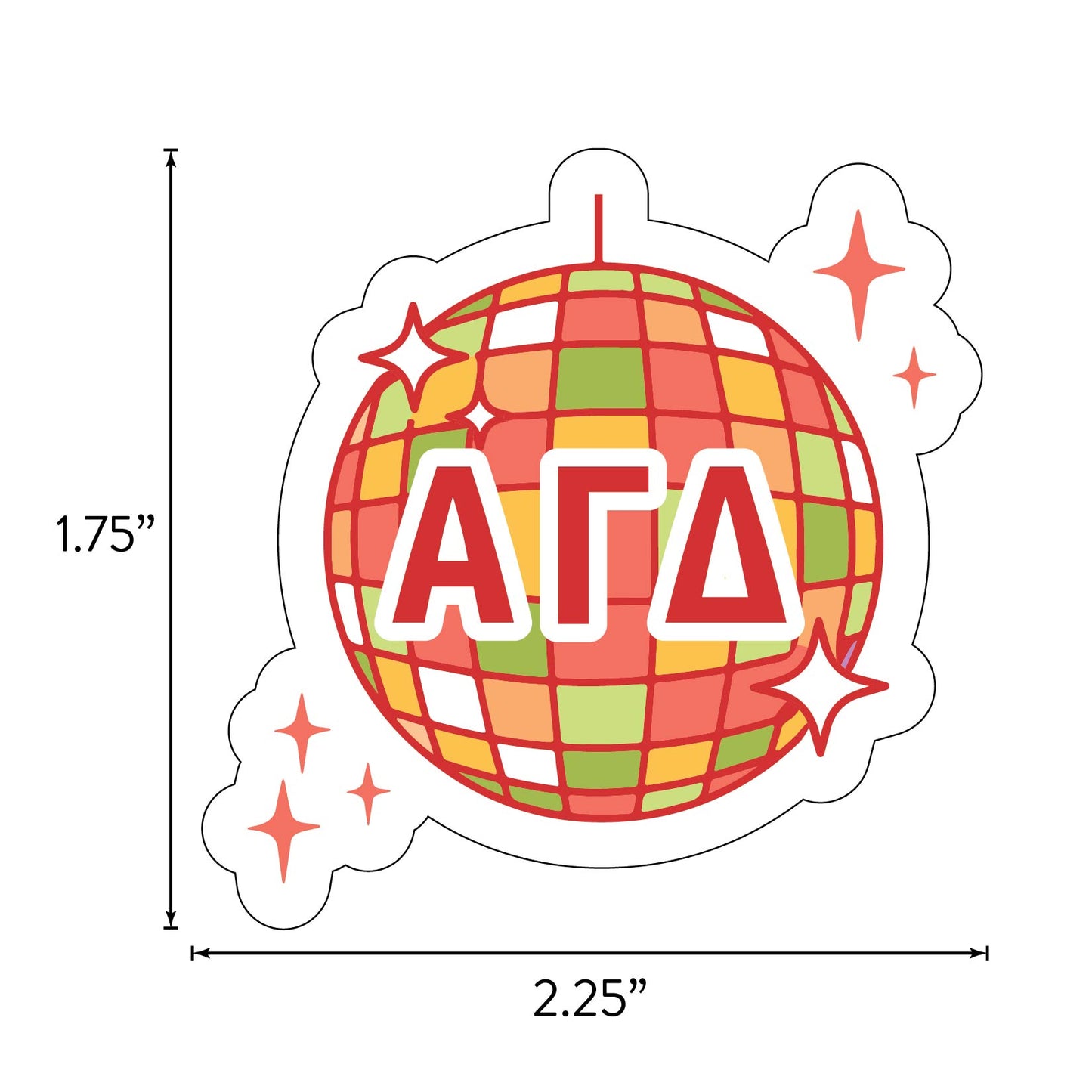 Alpha Gamma Delta Sticker Sheet - Western Disco Design