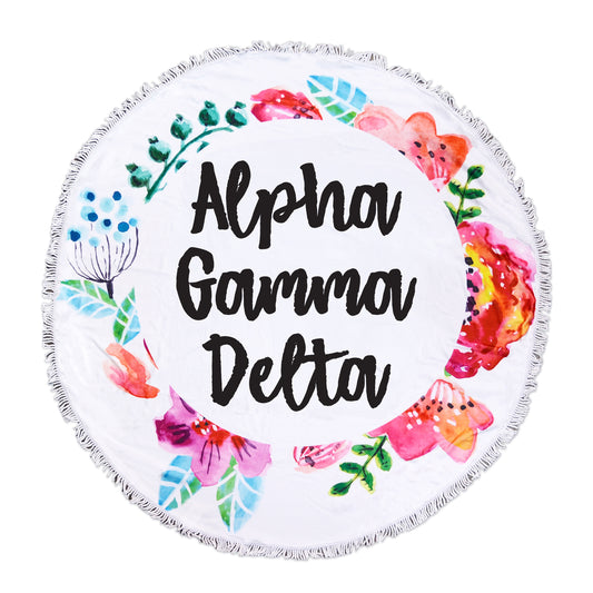 Alpha Gamma Delta Floral Fringe Towel Blanket
