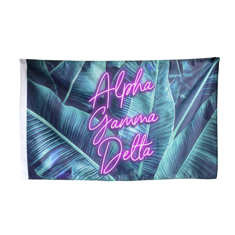 Alpha Gamma Delta Neon Palm Flag