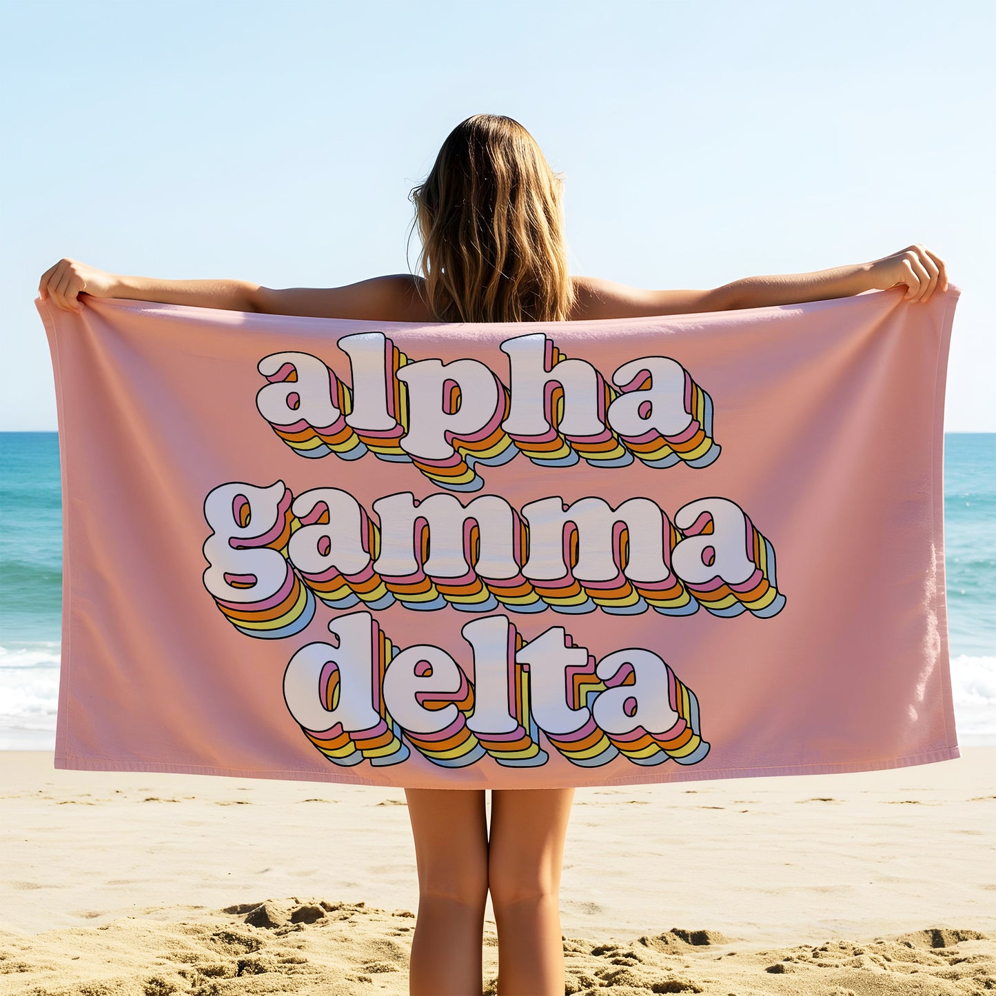 Alpha Gamma Delta Plush Retro Beach Towel