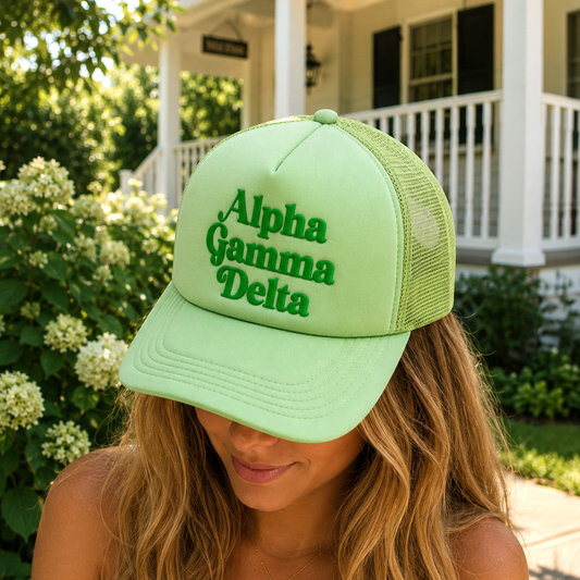 Alpha Gamma Delta Baseball Cap, Mesh Trucker-Style Hat