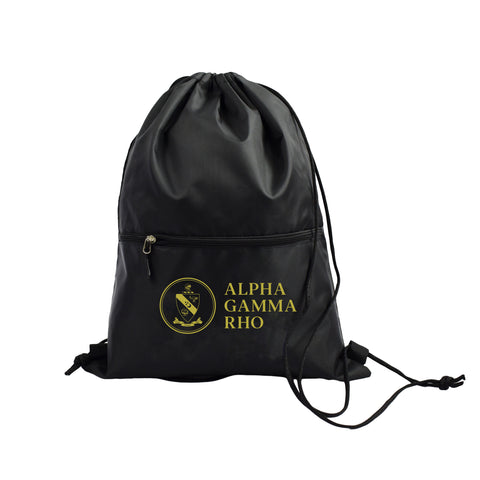 Alpha Gamma Rho Fraternity Drawstring Backpack, Black