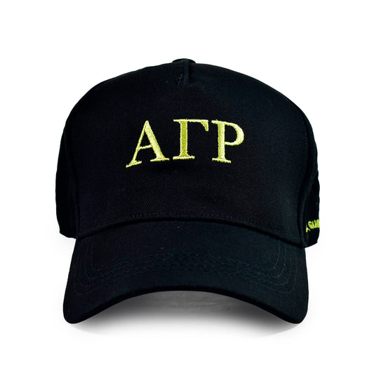 Alpha Gamma Rho Fraternity Baseball Cap- Brushed Cotton 5-Panel Black Hat