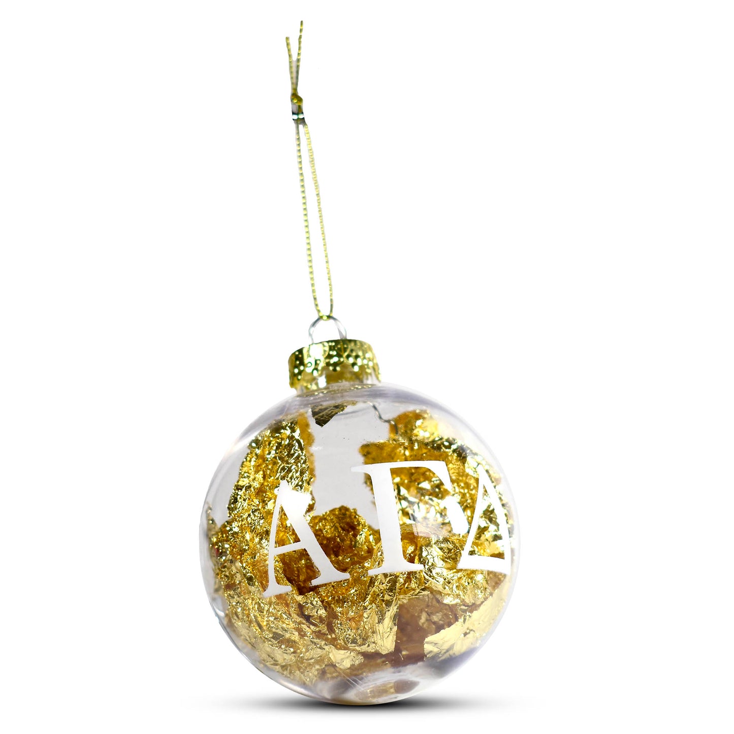 Alpha Gamma Delta Ornament - Clear Plastic Ball Ornament with Gold Foil