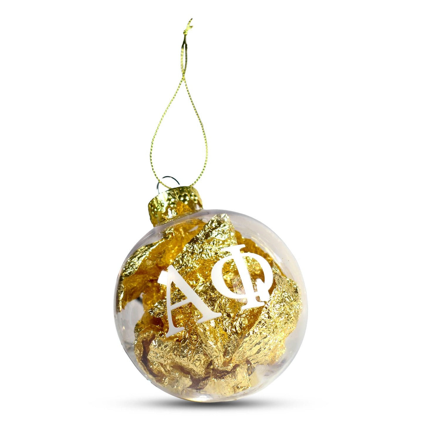 Alpha Phi Ornament - Clear Plastic Ball Ornament with Gold Foil