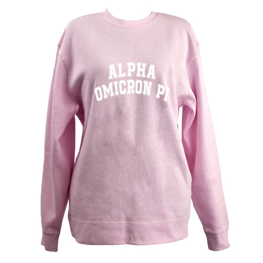 Alpha Omicron Pi Sweatshirt- Crewneck Varsity Letters Design