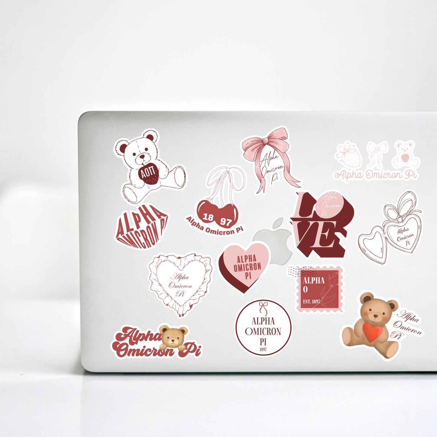 Alpha Omicron Pi Sticker Sheet- Teddy Bears and Sisterhood Love Theme