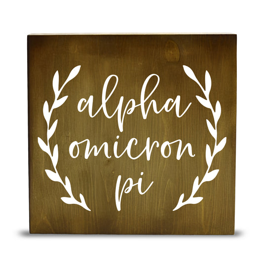 Alpha Omicron Pi Wooden Wall Art