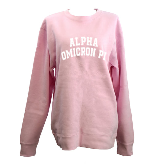 Alpha Omicron Pi Sweatshirt- Crewneck Varsity Letters Design