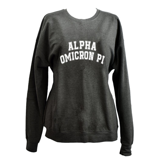 Alpha Omicron Pi Sweatshirt- Crewneck Varsity Letters Design