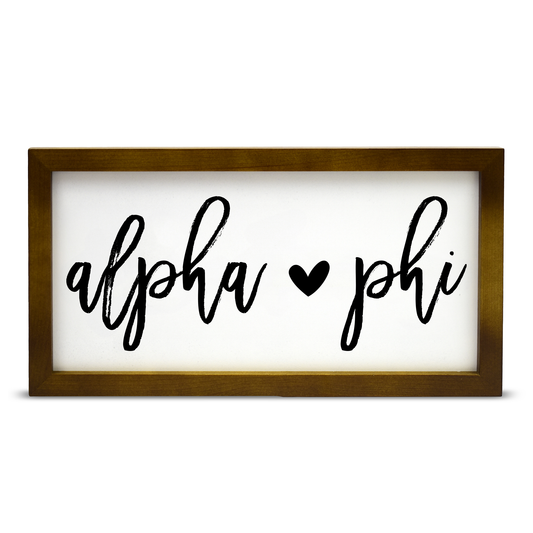 Alpha Phi Script Wooden Sign