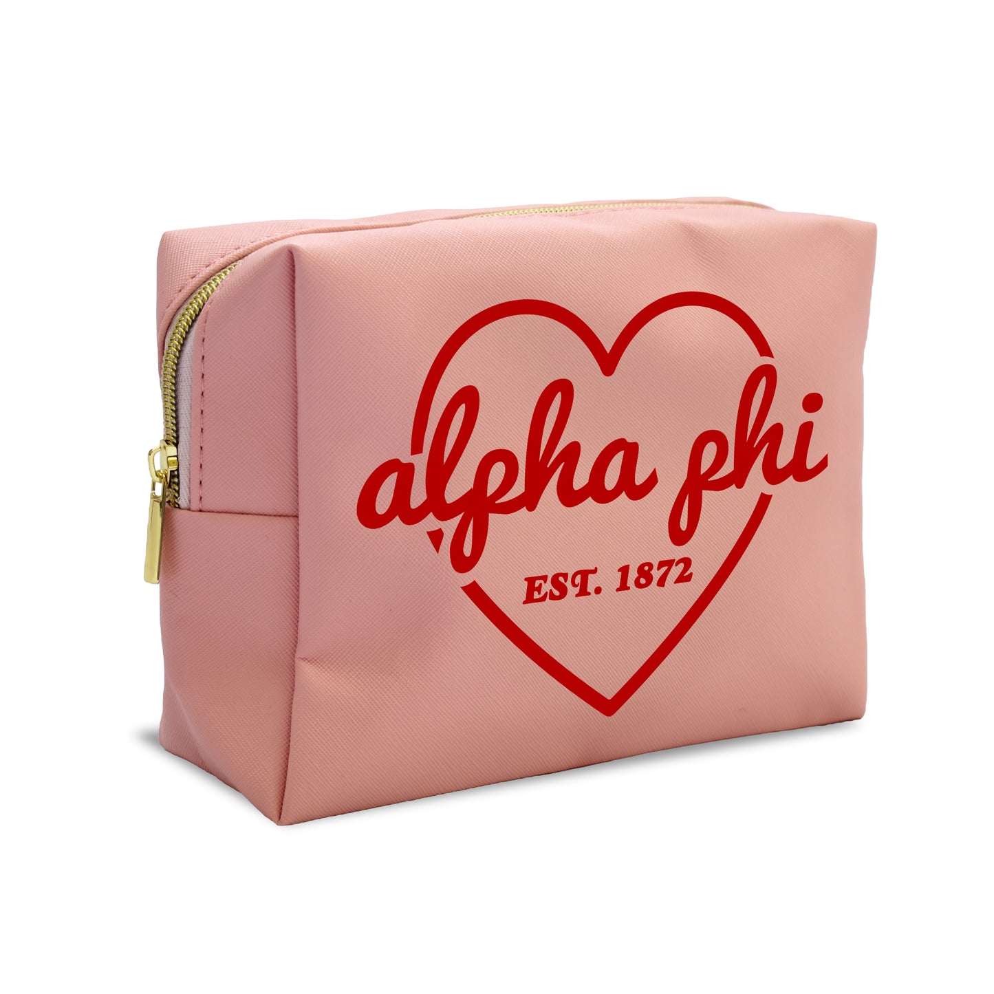 Alpha Phi Makeup Bag - Pink w/ Red Heart