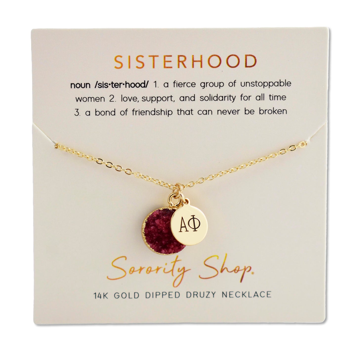 Alpha Phi Sisterhood Druzy Necklace