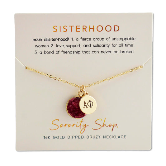 Alpha Phi Sisterhood Druzy Necklace