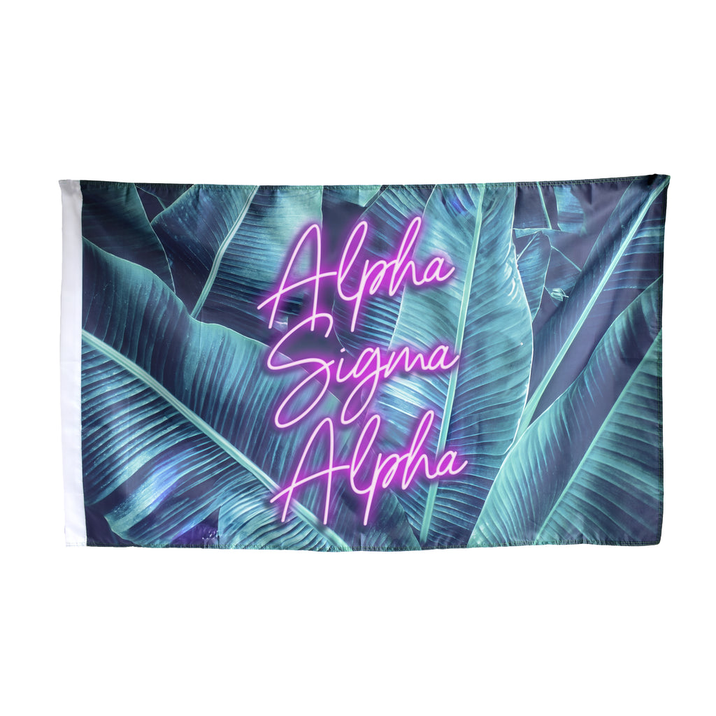 Alpha Sigma Alpha Neon Palm Flag