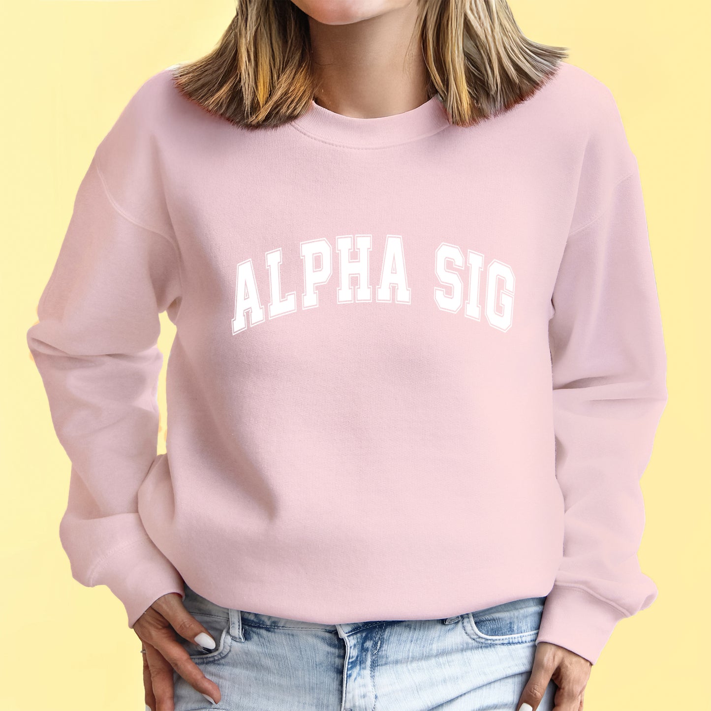 Alpha Omicron Pi Sweatshirt- Crewneck Varsity Letters Design
