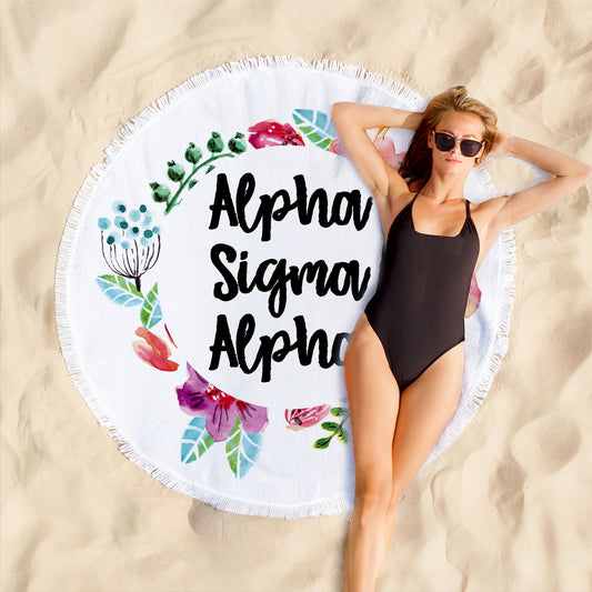Alpha Sigma Alpha Floral Fringe Towel Blanket