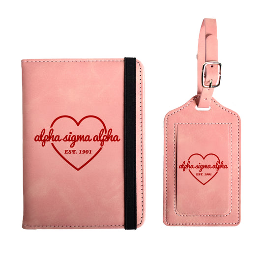 Alpha Sigma Alpha Passport Holder & Luggage Tag Travel Gift Set